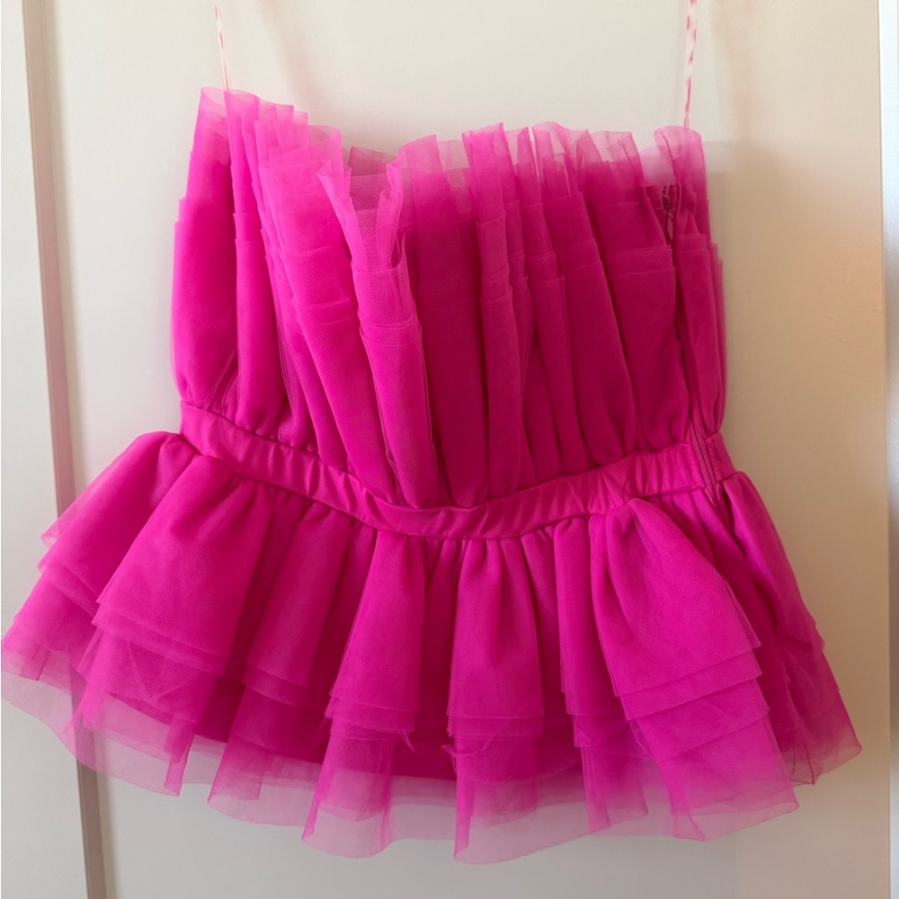 Entro Fuchsia Tulle Strapless Top
